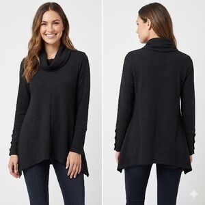 New York Laundry Women's Elegant Black Cowl Neck Sweater